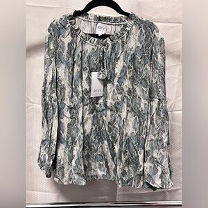 NWT Misa Los Angeles Women's Blue Snake Print Top